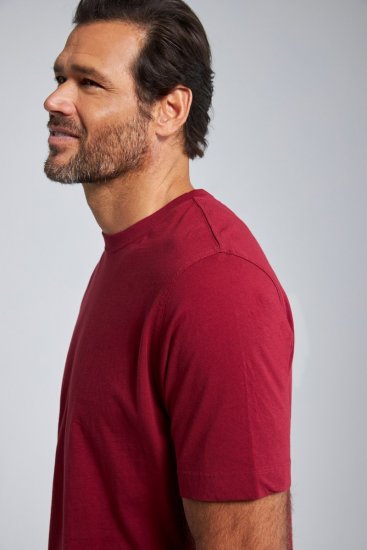 JP1880 702558 Tricou cu guler rotund Roșu închis - Tricouri - Tricouri Bărbați Mărimi Mari