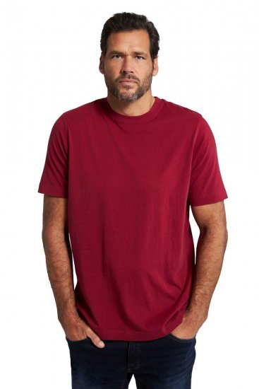 JP1880 702558 Tricou cu guler rotund Roșu închis - Tricouri - Tricouri Bărbați Mărimi Mari