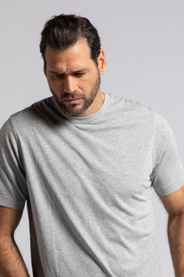 JP1880 702637 Tricou cu guler rotund set de 2 Gri melanj - Tricouri - Tricouri Bărbați Mărimi Mari