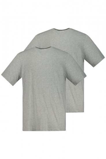JP1880 702637 Tricou cu guler rotund set de 2 Gri melanj - Tricouri - Tricouri Bărbați Mărimi Mari