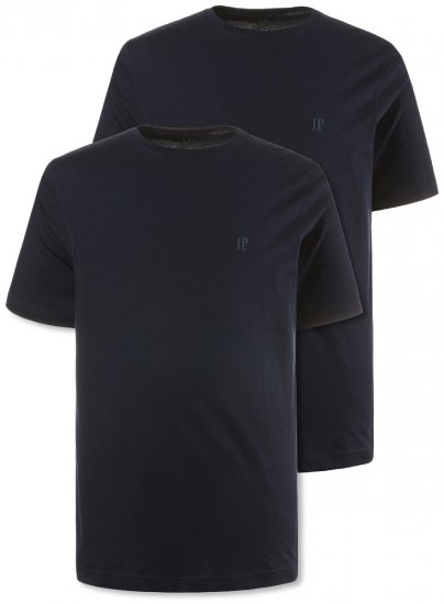 JP1880 702637 Tricou cu guler rotund set de 2 Bleumarin - Tricouri - Tricouri Bărbați Mărimi Mari