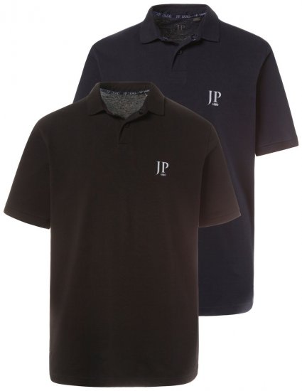 JP1880 704317 Tricou polo set de 2 Neagră/Bleumarin - Tricouri polo - Tricouri Polo Bărbați Mărimi Mari