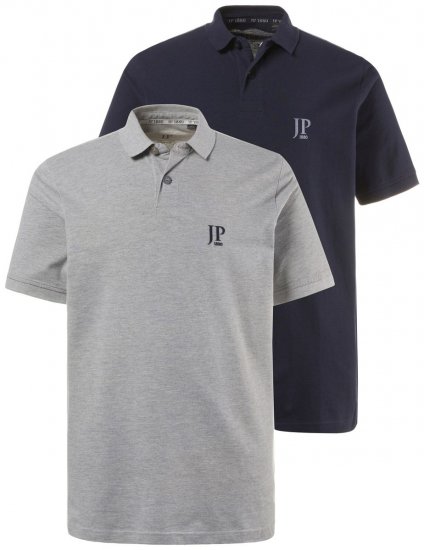 JP1880 704317 Tricou polo set de 2 Bleumarin/Gri melanj - Tricouri polo - Tricouri Polo Bărbați Mărimi Mari