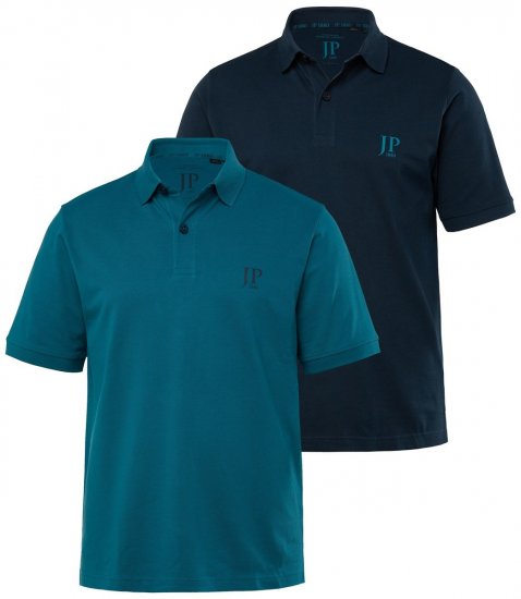 JP1880 704317 Tricou polo set de 2 Albastru petrol/Bleumarin - Tricouri polo - Tricouri Polo Bărbați Mărimi Mari