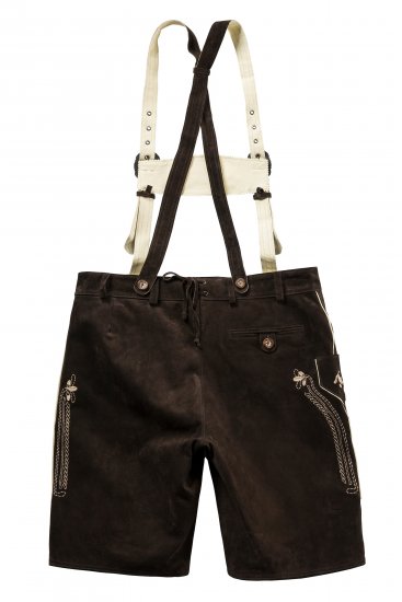 JP1880 Genuine Leather Traditional Lederhosen Shorts Brown - Pantaloni scurți - Pantaloni Scurți Mărimi mari Bărbați 