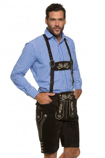 JP1880 Genuine Leather Traditional Lederhosen Shorts Brown - Pantaloni scurți - Pantaloni Scurți Mărimi mari Bărbați 
