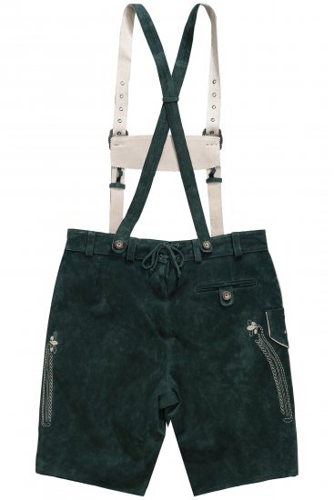 JP1880 Genuine Leather Traditional Lederhosen Shorts Green - Pantaloni scurți - Pantaloni Scurți Mărimi mari Bărbați 