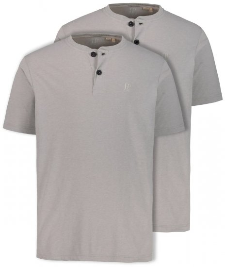 JP1880 708420 Tricou Henley set de 2 Gri melanj - Tricouri - Tricouri Bărbați Mărimi Mari