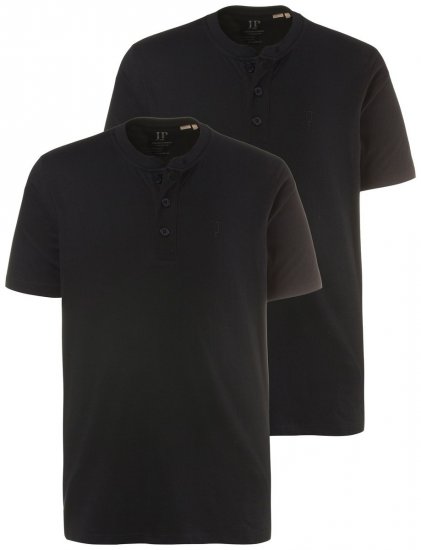 JP1880 708420 Tricou Henley set de 2 Neagră - Tricouri - Tricouri Bărbați Mărimi Mari