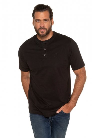 JP1880 708420 Tricou Henley set de 2 Neagră - Tricouri - Tricouri Bărbați Mărimi Mari