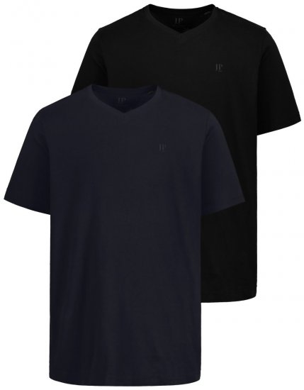 JP1880 711318 Tricou cu decolteu în V set de 2 Neagră - Tricouri - Tricouri Bărbați Mărimi Mari