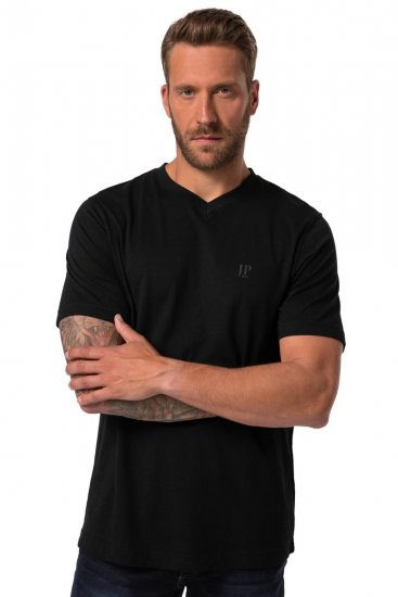 JP1880 711318 Tricou cu decolteu în V set de 2 Neagră - Tricouri - Tricouri Bărbați Mărimi Mari