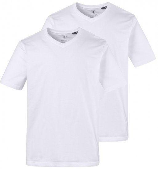 JP1880 711318 Tricou cu decolteu în V set de 2 Albă - Tricouri - Tricouri Bărbați Mărimi Mari