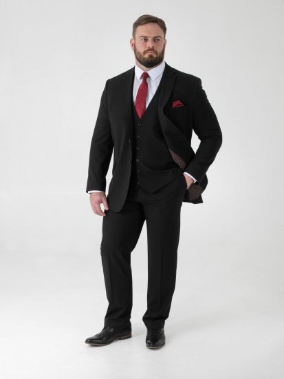 D555 Ted 4 Way Stretch Tailored Suit Jacket Negru - Costume - Costume Bărbați mărimi mari