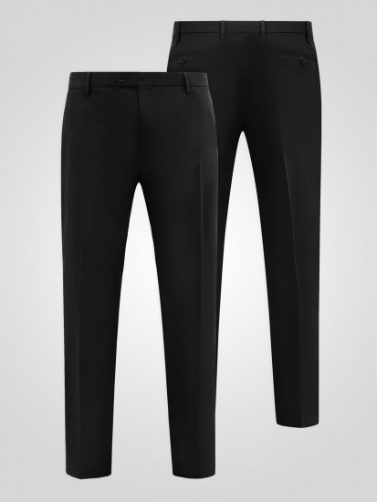 D555 Ted 4 Way Stretch Tailored Trouser Negru - Costume - Costume Bărbați mărimi mari