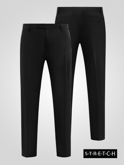 D555 Ted Pantaloni de costum Negru - Costume - Costume Bărbați mărimi mari