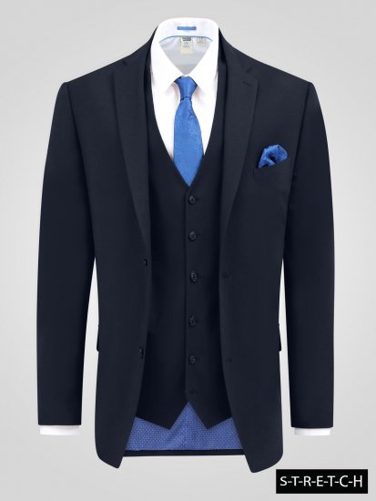 D555 Ted 4 Way Stretch Tailored Suit Jacket Albastru marin - Costume - Costume Bărbați mărimi mari