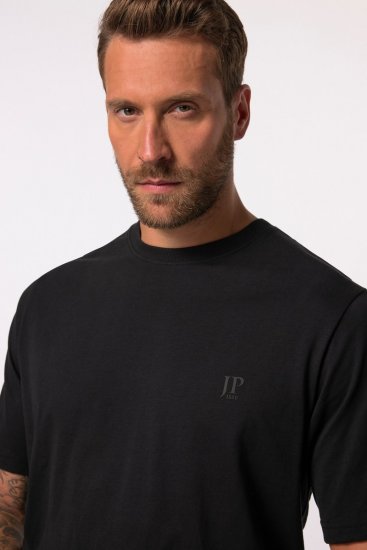 JP1880 712616 Tricou cu croi pentru burtă Neagră - Tricouri - Tricouri Bărbați Mărimi Mari