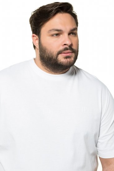 JP1880 712616 Tricou cu croi pentru burtă Albă - Tricouri - Tricouri Bărbați Mărimi Mari