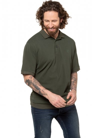 JP1880 712617 Tricou polo cu croi pentru burtă Oliv închis - Tricouri polo - Tricouri Polo Bărbați Mărimi Mari
