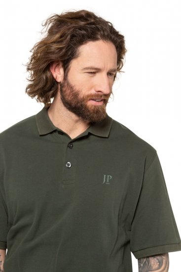 JP1880 712617 Tricou polo cu croi pentru burtă Oliv închis - Tricouri polo - Tricouri Polo Bărbați Mărimi Mari