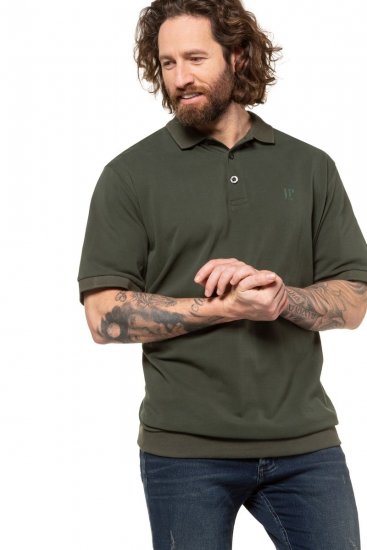 JP1880 712617 Tricou polo cu croi pentru burtă Oliv închis - Tricouri polo - Tricouri Polo Bărbați Mărimi Mari