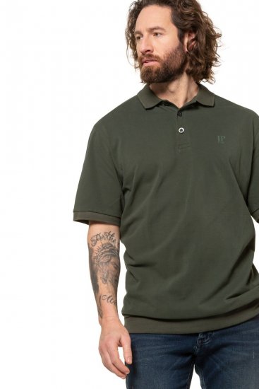 JP1880 712617 Tricou polo cu croi pentru burtă Oliv închis - Tricouri polo - Tricouri Polo Bărbați Mărimi Mari