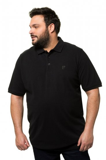 JP1880 712617 Tricou polo cu croi pentru burtă Neagră - Tricouri polo - Tricouri Polo Bărbați Mărimi Mari