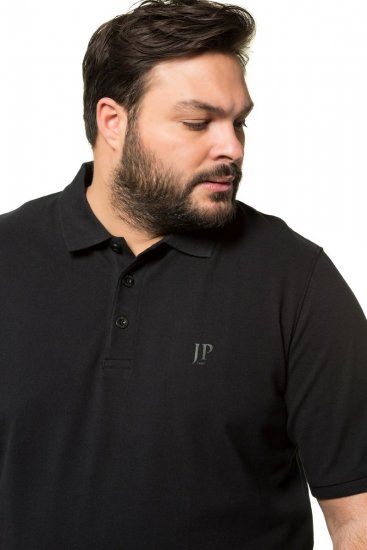 JP1880 712617 Tricou polo cu croi pentru burtă Neagră - Tricouri polo - Tricouri Polo Bărbați Mărimi Mari