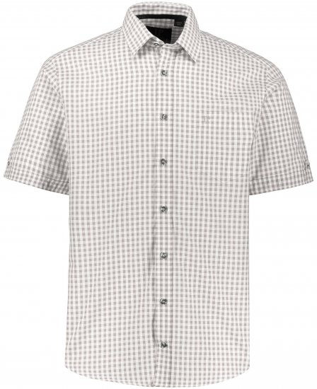 JP1880 Modern Fit Check Print Short Sleeve Shirt Grey - Cămăși - Cămăși Bărbați Mărimi Mari