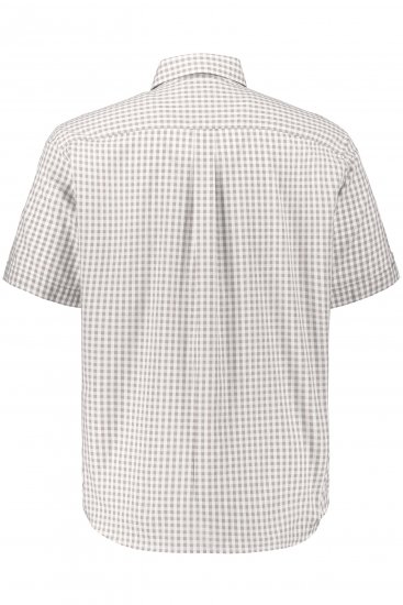 JP1880 Modern Fit Check Print Short Sleeve Shirt Grey - Cămăși - Cămăși Bărbați Mărimi Mari