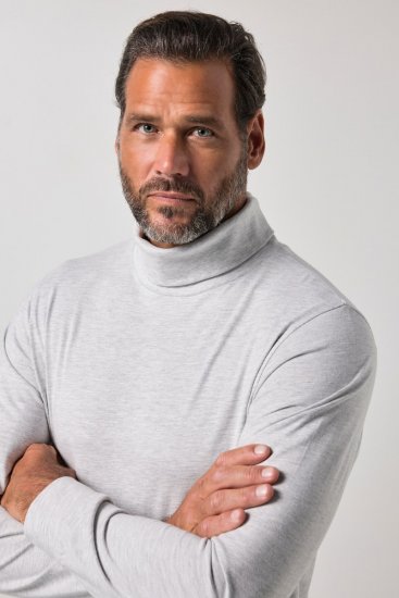 JP1880 723303 Bluză cu guler înalt și mânecă lungă Natural melanj TALL - TALL T-shirts - Tricouri pentru Bărbați Înalți