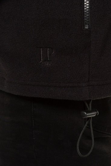 JP1880 723305 Vestă fleece cu guler înalt Neagră - Geci - Geci Bărbați Mărimi Mari