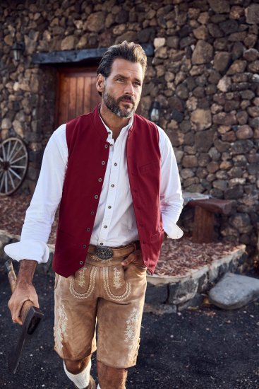 JP1880 Premium Goat Suede Staghorn Embroidery Shorts Leather Brown - Pantaloni scurți - Pantaloni Scurți Mărimi mari Bărbați 
