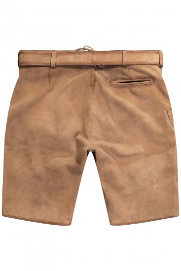 JP1880 Premium Goat Suede Staghorn Embroidery Shorts Leather Brown - Pantaloni scurți - Pantaloni Scurți Mărimi mari Bărbați 
