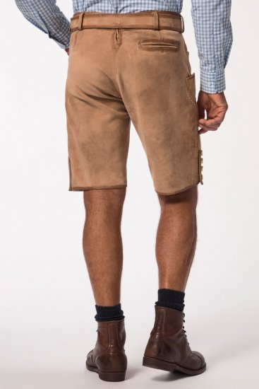 JP1880 Premium Goat Suede Staghorn Embroidery Shorts Leather Brown - JP1880 - JP1880 Haine Bărbați Mărimi Mari