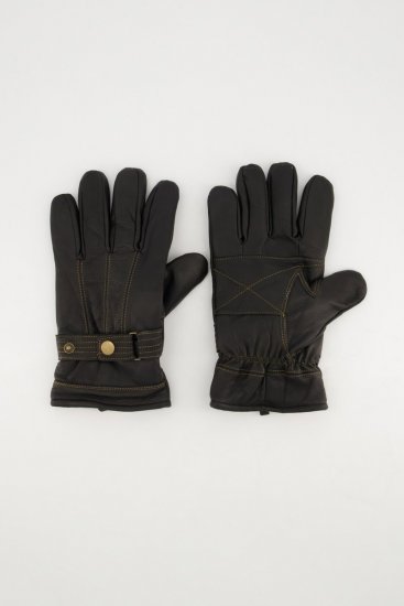 JP1880 Gloves Leather Warm Lining Black - Mănuși - 