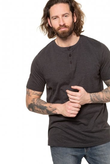 JP1880 726695 Tricou Henley Gri închis - Tricouri - Tricouri Bărbați Mărimi Mari