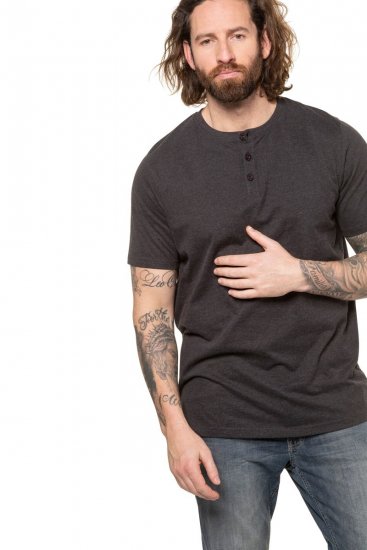 JP1880 726695 Tricou Henley Gri închis - Tricouri - Tricouri Bărbați Mărimi Mari
