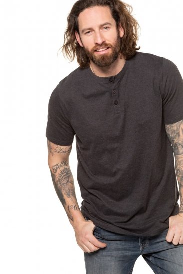 JP1880 726695 Tricou Henley Gri închis - Tricouri - Tricouri Bărbați Mărimi Mari