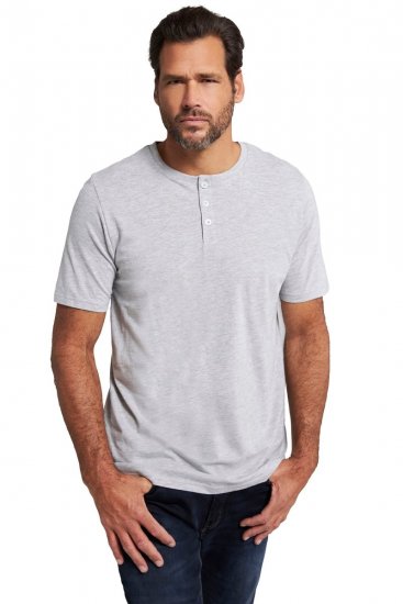 JP1880 726695 Tricou Henley Gri melanj - Tricouri - Tricouri Bărbați Mărimi Mari