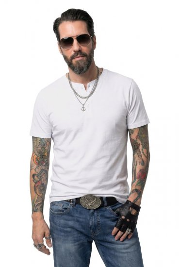 JP1880 726695 Tricou Henley Albă - Tricouri - Tricouri Bărbați Mărimi Mari