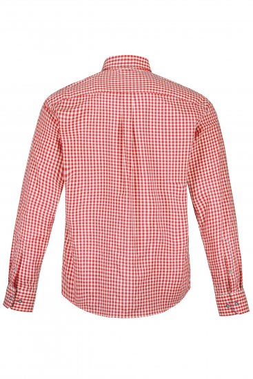 JP1880 Modern Fit Button-Down Collar Long Sleeve Check Shirt Light Red - Cămăși - Cămăși Bărbați Mărimi Mari
