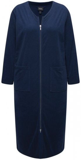 Ulla Popken 749967 Halat din prosop cu fermoar Bleumarin - Halate - 