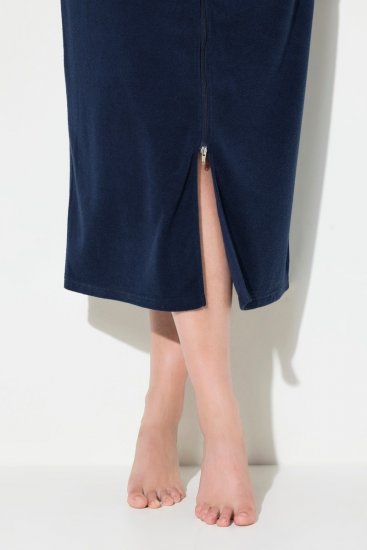 Ulla Popken 749967 Halat din prosop cu fermoar Bleumarin - Halate - 
