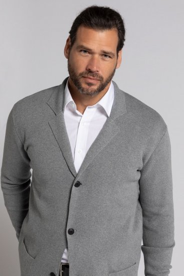 JP1880 Milano Flexnamic Sacou tricotat Gri melanj - Costume - Costume Bărbați mărimi mari