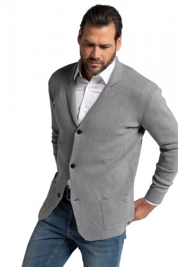JP1880 Milano Flexnamic Sacou tricotat Gri melanj - Costume - Costume Bărbați mărimi mari