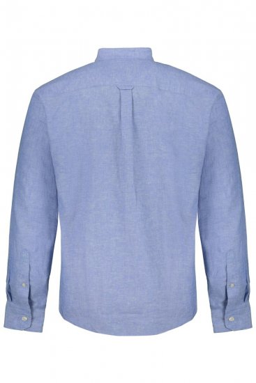 JP1880 790394 Cămașă din amestec de in cu mânecă lungă și guler tunică Albastru-gri TALL - TALL cămăși - Cămăși TALL pentru bărbați înalți