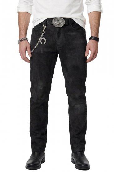 JP1880 Leather Pants Regular Fit Buffalo Nubuck Dark Brown - Blugi & pantaloni - Blugi & Pantaloni Bărbați Mărimi Mari