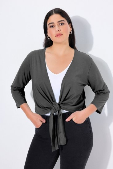 Ulla Popken 794514 Bolero din jerseu cu nod Antracit - Bolerouri - 